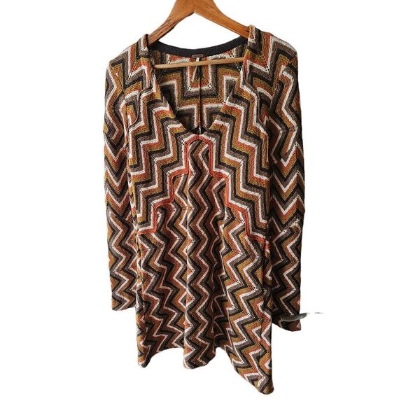 Free People Rhiannon Chevron Wool Blend Sweater Dress Neutral Combo Size S - Picture 7 of 11